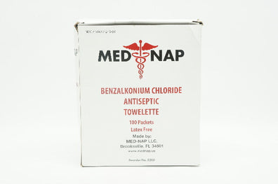 Med-Nap 3303 Benzalkonium Chloride Antiseptic Towelette - Box of 81